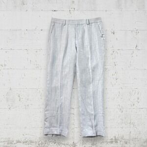 Baird McNutt Pants 34x30 (35x28) Blue Murano Alex Fit Linen Striped Casual Dress